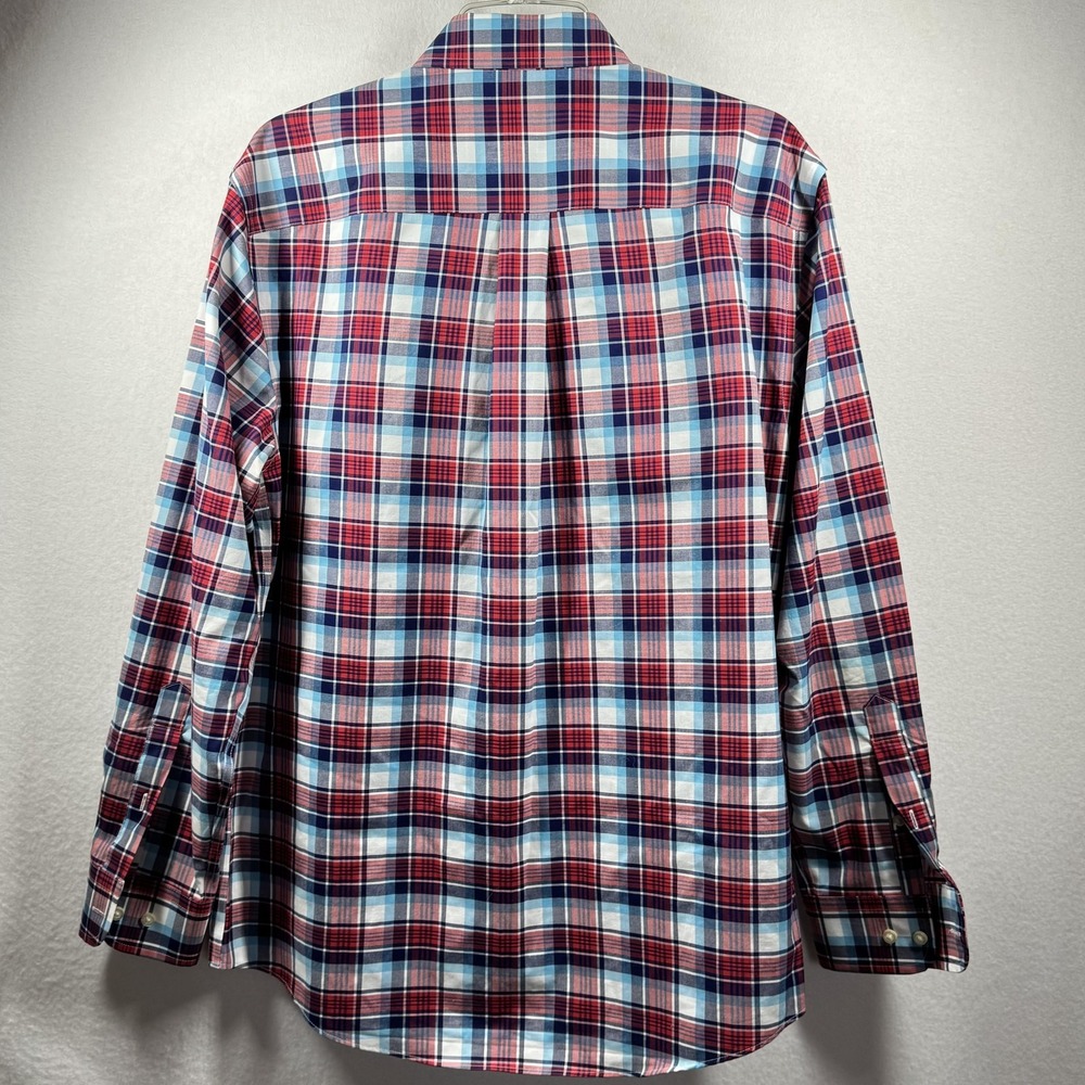 Jos A Bank Shirt Mens Medium Blue Red Plaid Travelers Collection Button Front - Picture 11 of 14